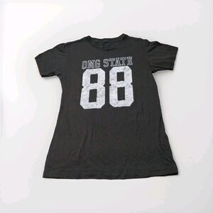 VTG Corner Shop Juniors Women Medium Tee Charcoal Gray T-Shirt Skater OMG STATE